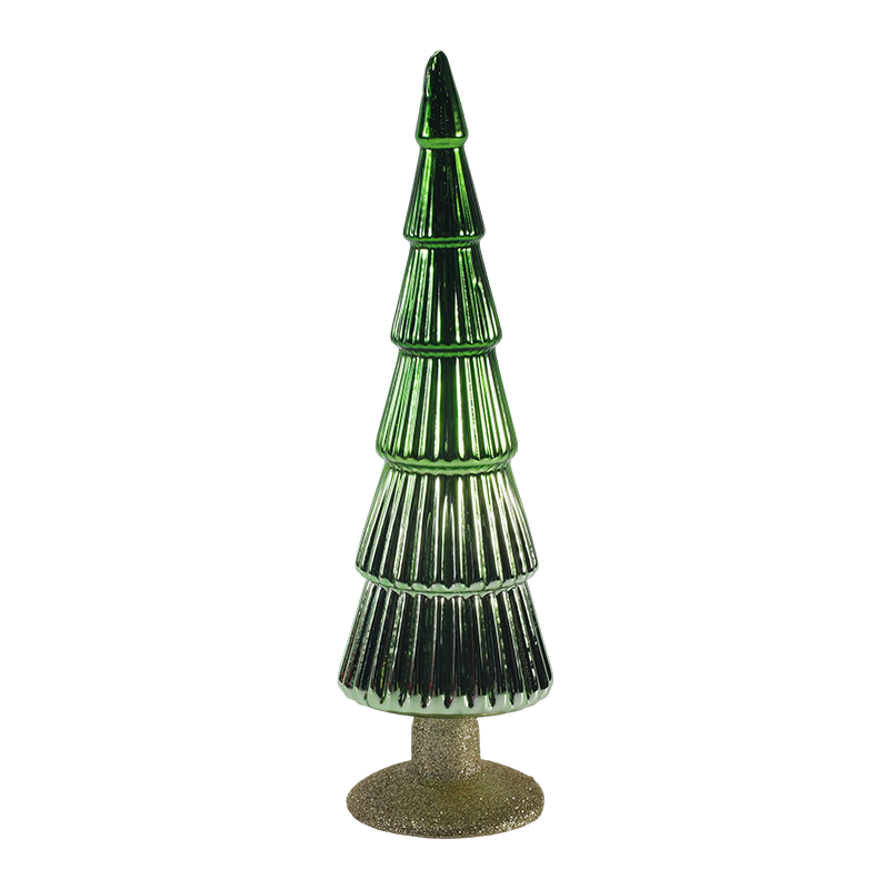 Juego de 2 piezas de árbol de cristal navideño a rayas de 8 × 20 y 8 × 25 cm, decoración navideña de mesa