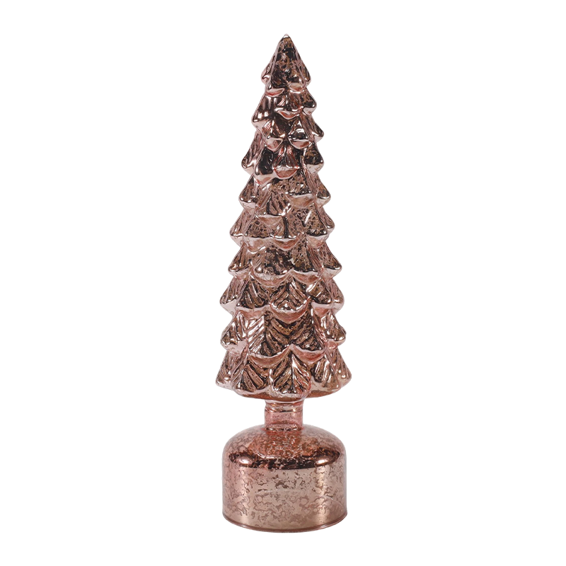 Juego de árbol de cristal de Navidad giratorio con luz LED de 10 × 25 y 10 × 28 cm, adornos festivos
