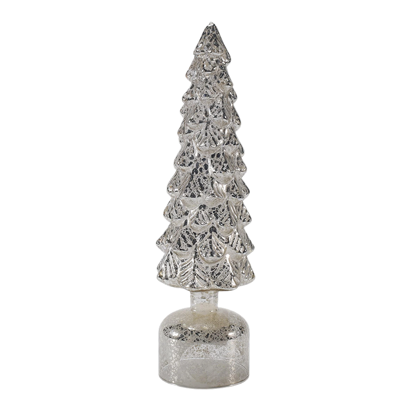 Juego de árbol de cristal de Navidad giratorio con luz LED de 10 × 25 y 10 × 28 cm, adornos festivos