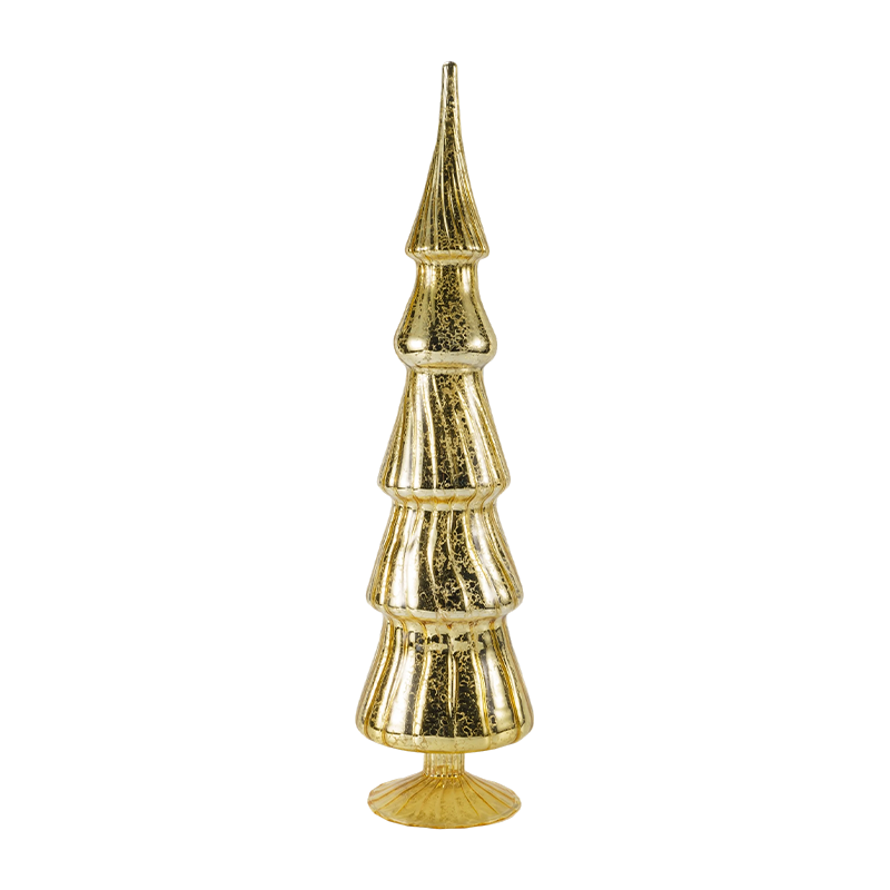 Árbol de Navidad de cristal a rayas giratorio, 10×40cm, juego de 2 piezas, decoración de mesa