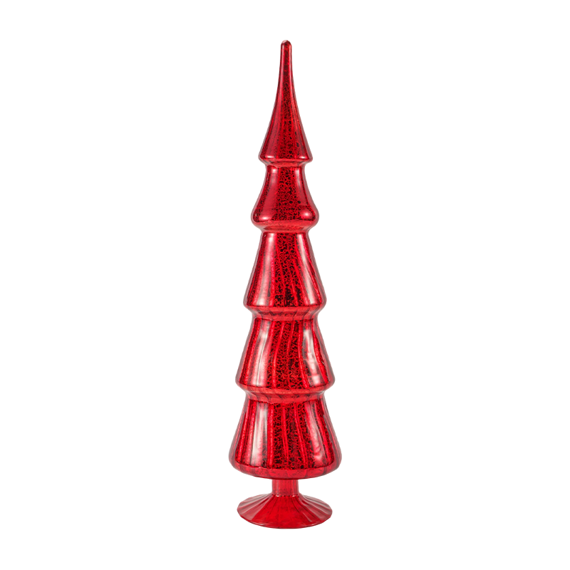 Árbol de Navidad de cristal a rayas giratorio, 10×40cm, juego de 2 piezas, decoración de mesa