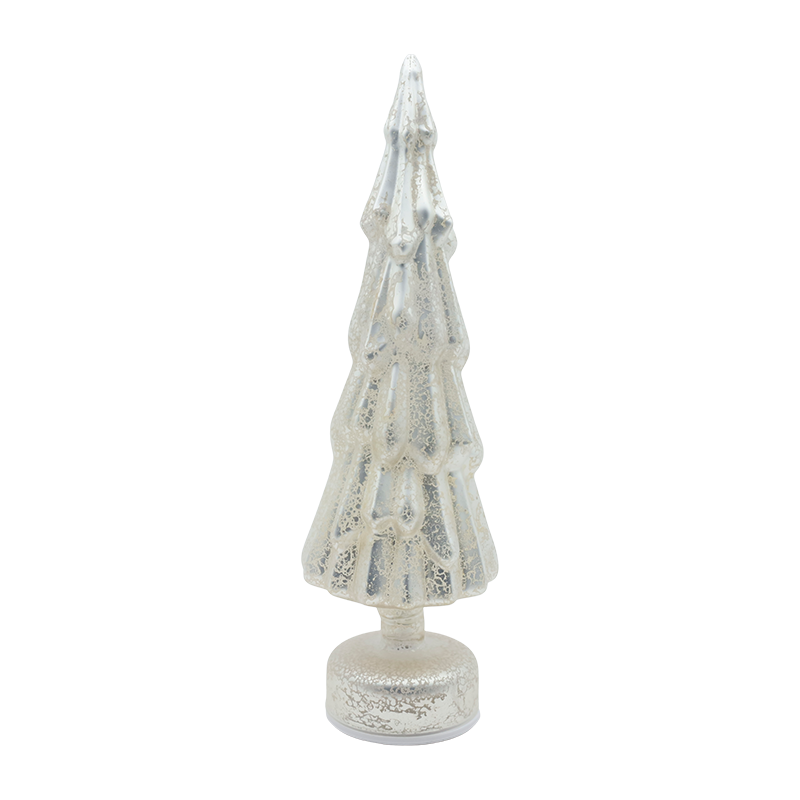 Árbol de Navidad giratorio de cristal transparente de 10 × 35 cm con cálido brillo LED