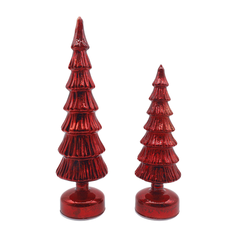Juego de árbol de Navidad de cristal giratorio de 10×28 y 10×33 cm - Decoración festiva de 2 piezas