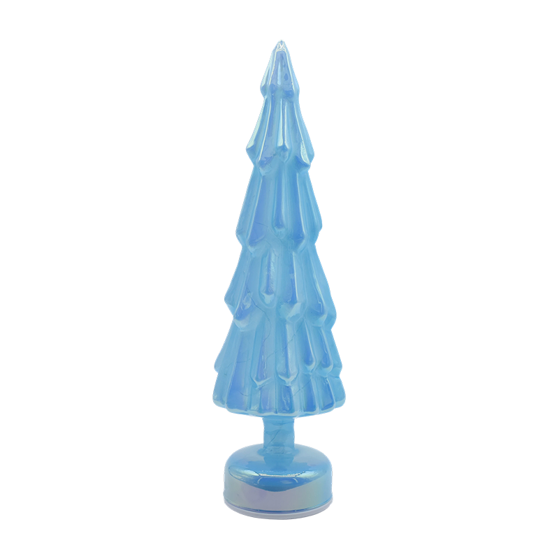 Árbol de Navidad giratorio de cristal transparente de 10 × 35 cm con cálido brillo LED