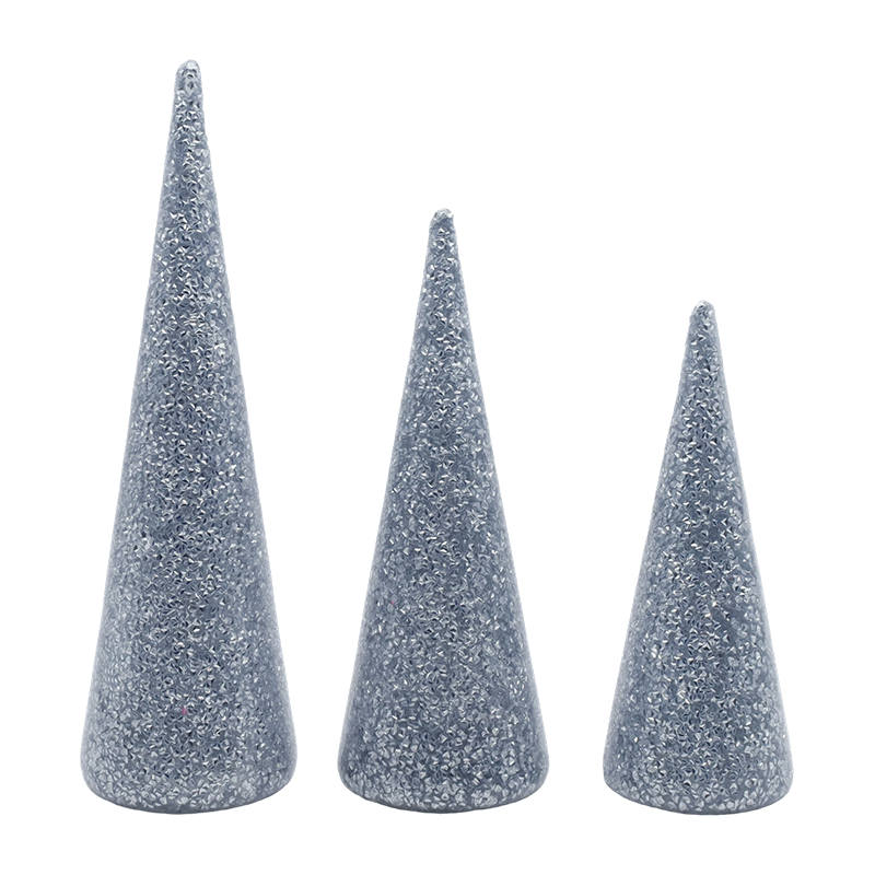 Juego de árbol de Navidad de vidrio brillante de 3 piezas de 8 × 20/9 × 25/10 × 30 cm con luces LED incorporadas