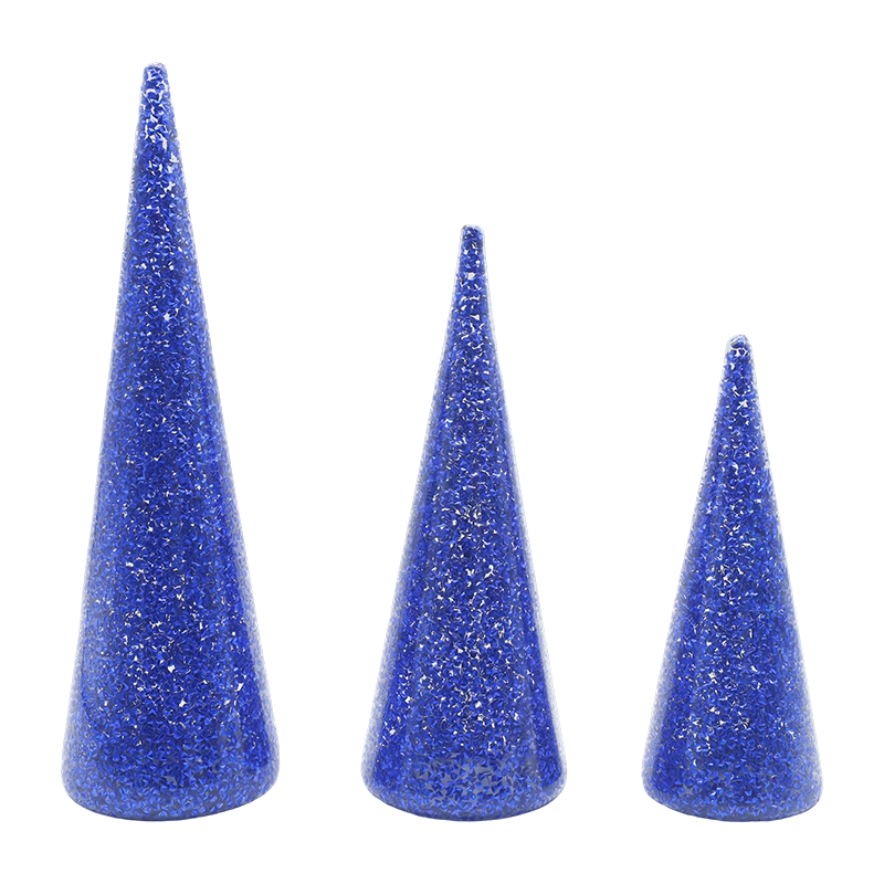 Juego de árbol de Navidad de vidrio brillante de 3 piezas de 8 × 20/9 × 25/10 × 30 cm con luces LED incorporadas
