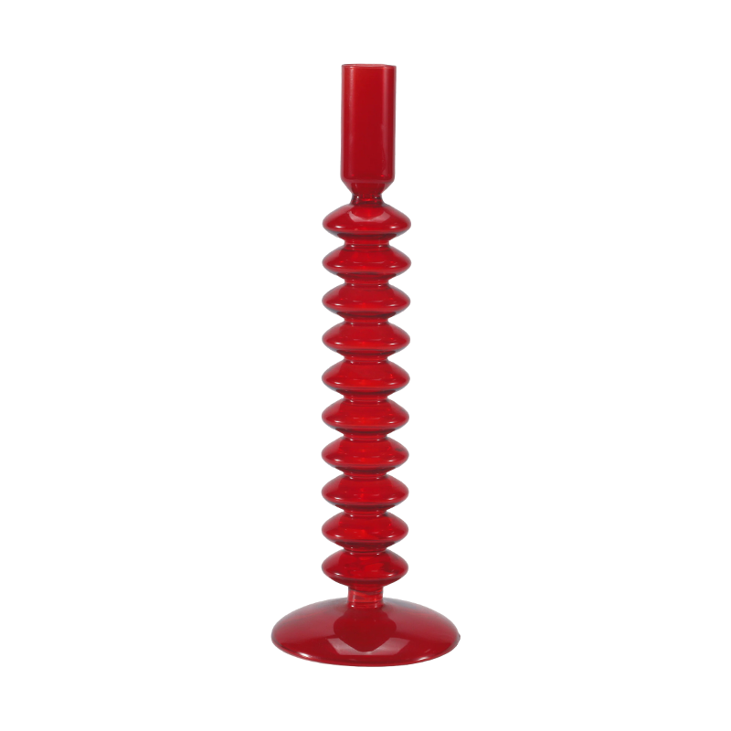 Portavelas de cristal de burbujas apiladas rojas 8*20