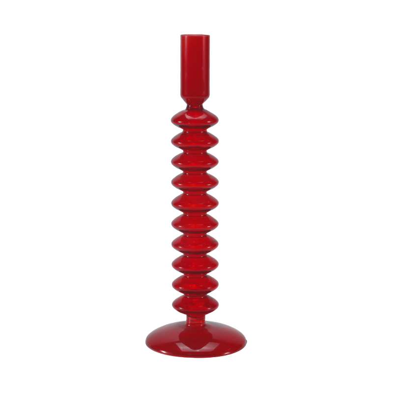 Portavelas de cristal de burbujas apiladas rojas 8*20