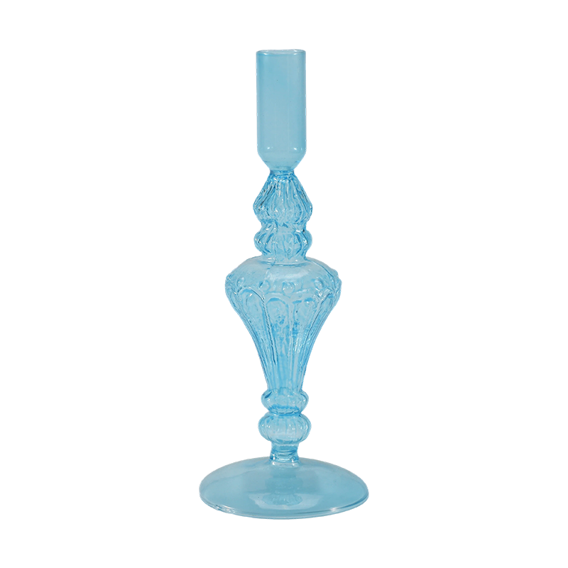 Colección de portavelas de cristal de colores de 18 cm