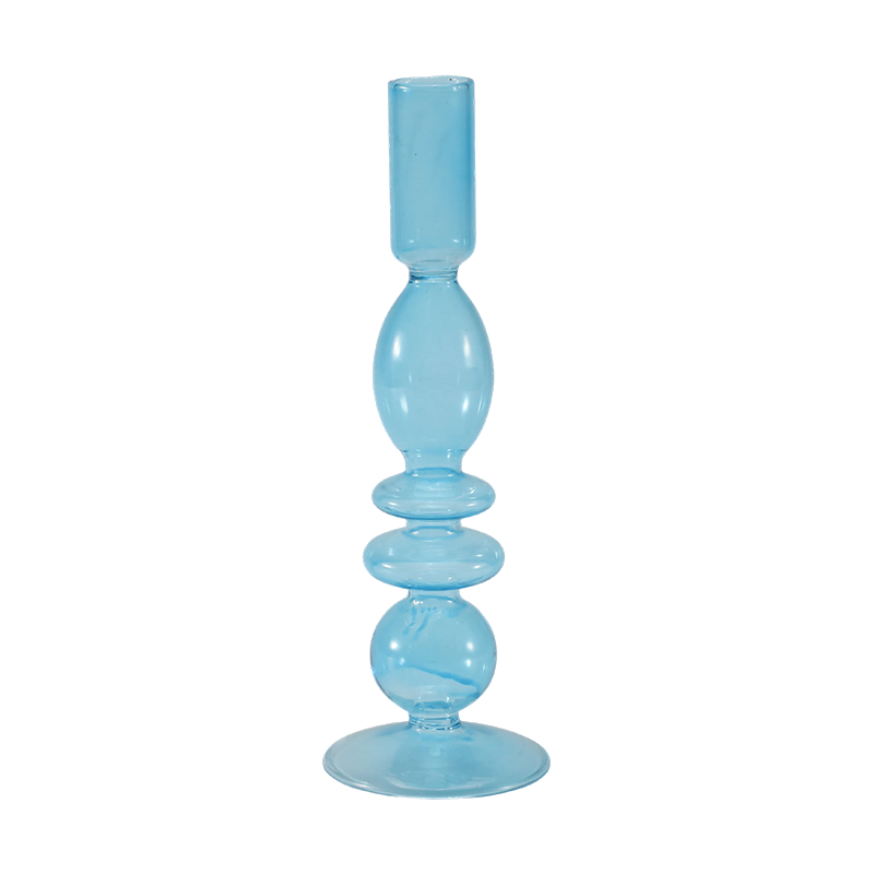 Colección de portavelas de cristal de colores de 18 cm