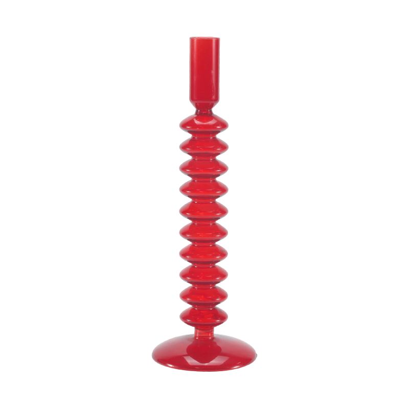 Portavelas de cristal de burbujas apiladas rojas 8*20