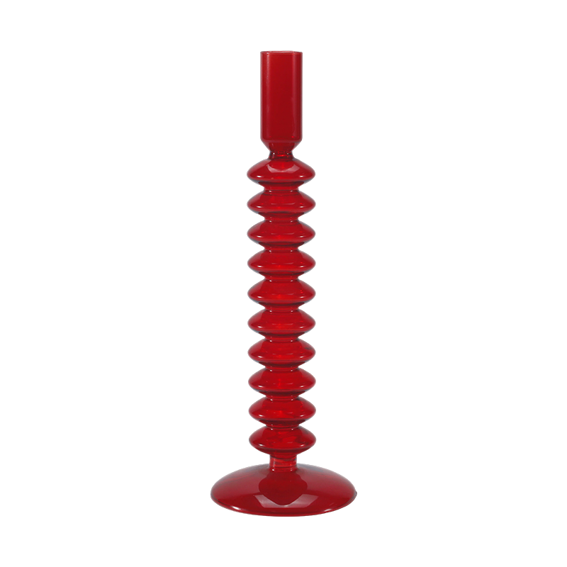 Portavelas de cristal de burbujas apiladas rojas 8*20