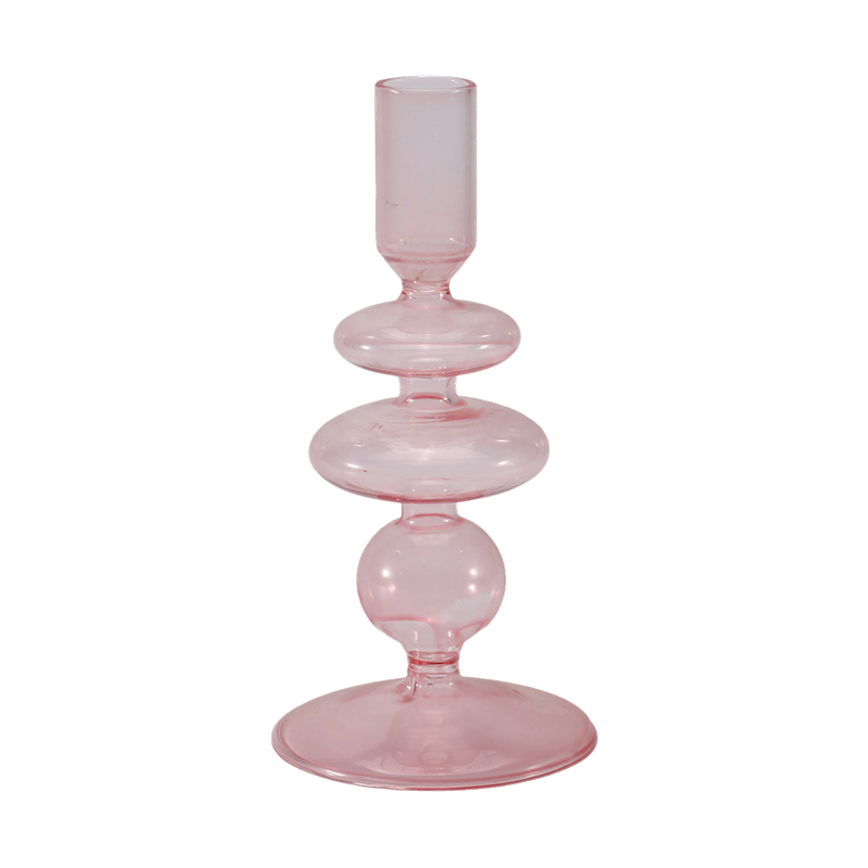 Colección de portavelas de cristal de colores de 18 cm