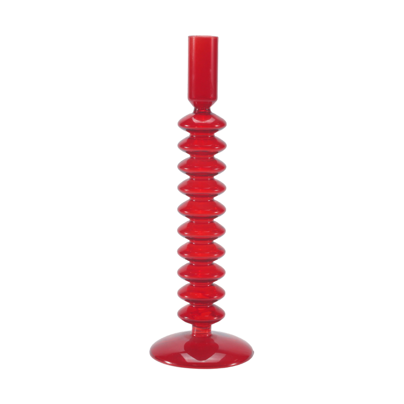 Portavelas de cristal de burbujas apiladas rojas 8*20