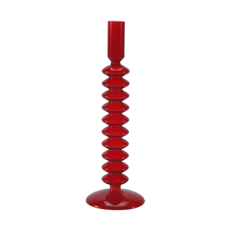 Portavelas de cristal de burbujas apiladas rojas 8*20