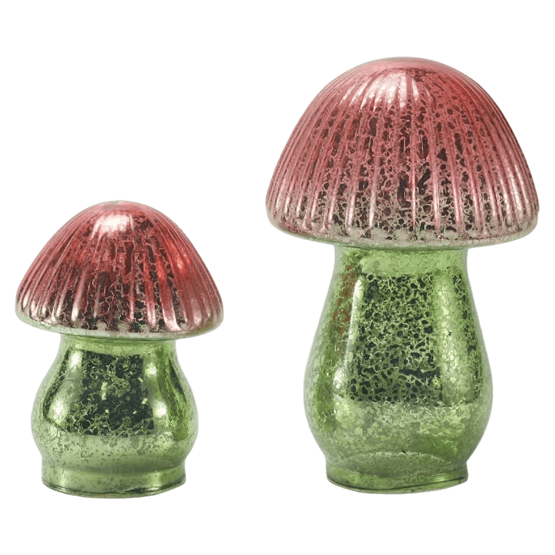 Adorno de seta de cristal de mercurio acanalado degradado rojo-verde hecho a mano con decoración LED