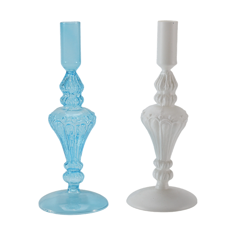 Colección de portavelas de cristal de colores de 18 cm