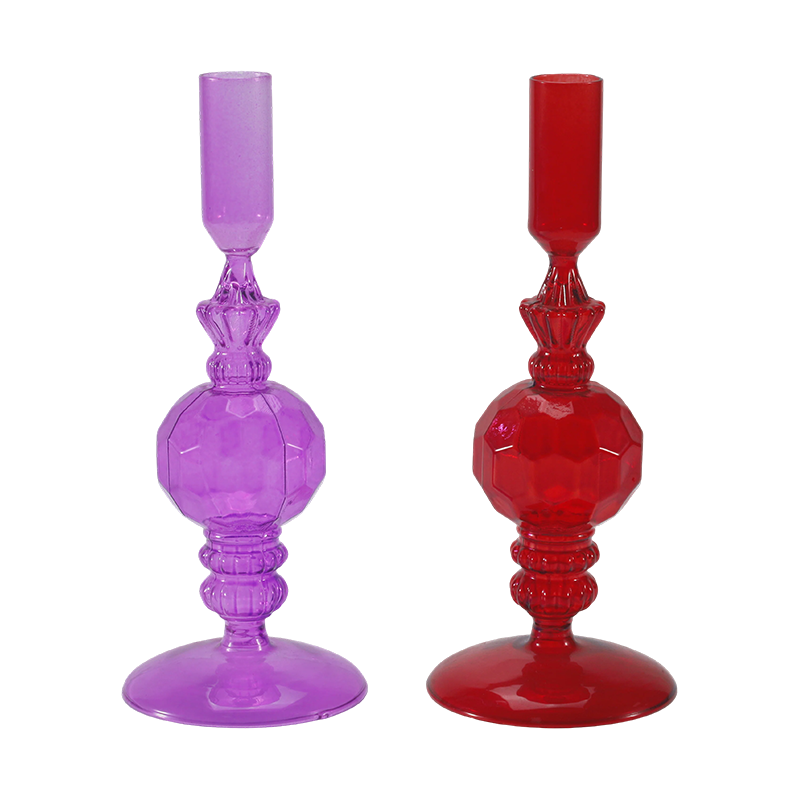 Colección de portavelas de cristal de colores de 18 cm