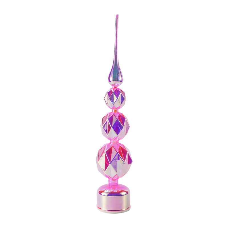 Decoración de torre LED de cristal iridiscente/luz de mesa para árbol de Navidad con muñeco de nieve