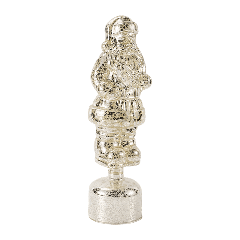 Figura de Papá Noel de cristal de mercurio vintage (acabado rojo / plateado / verde claro)