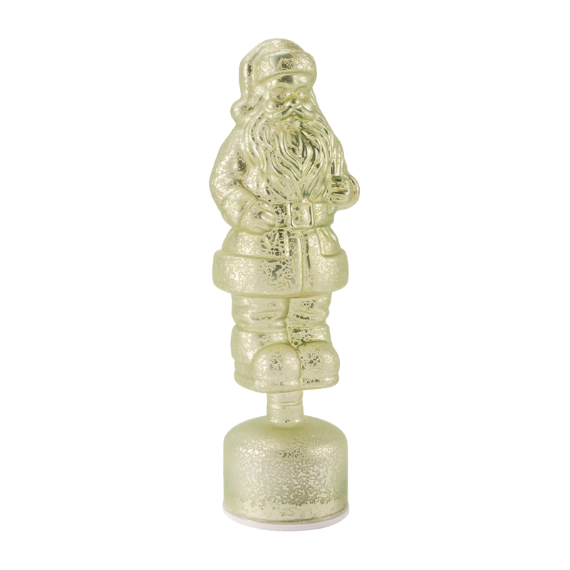 Figura de Papá Noel de cristal de mercurio vintage (acabado rojo / plateado / verde claro)