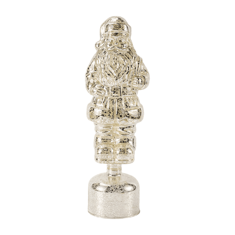 Figura de Papá Noel de cristal de mercurio vintage (acabado rojo / plateado / verde claro)