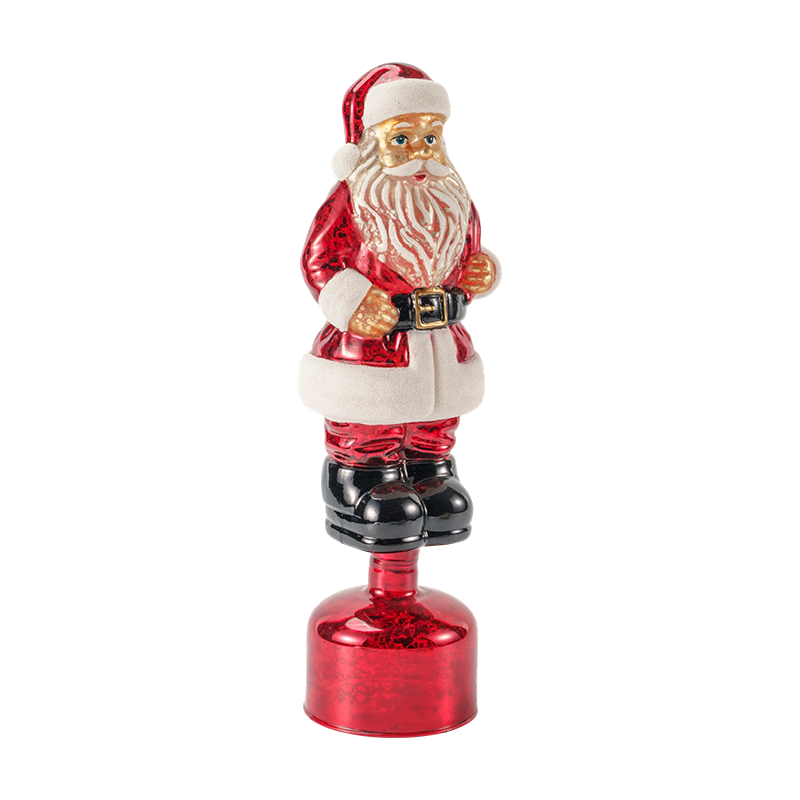 Figura de Papá Noel de cristal de mercurio vintage (acabado rojo / plateado / verde claro)