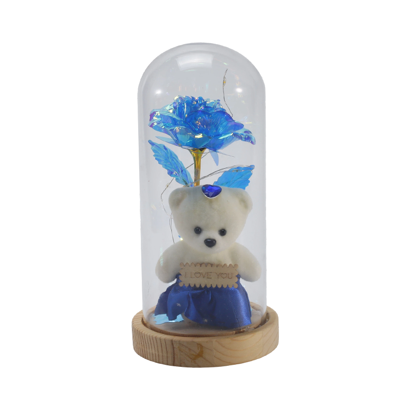 Luz de campana de cristal Galaxy Rose (con o sin osito de peluche, varios colores)