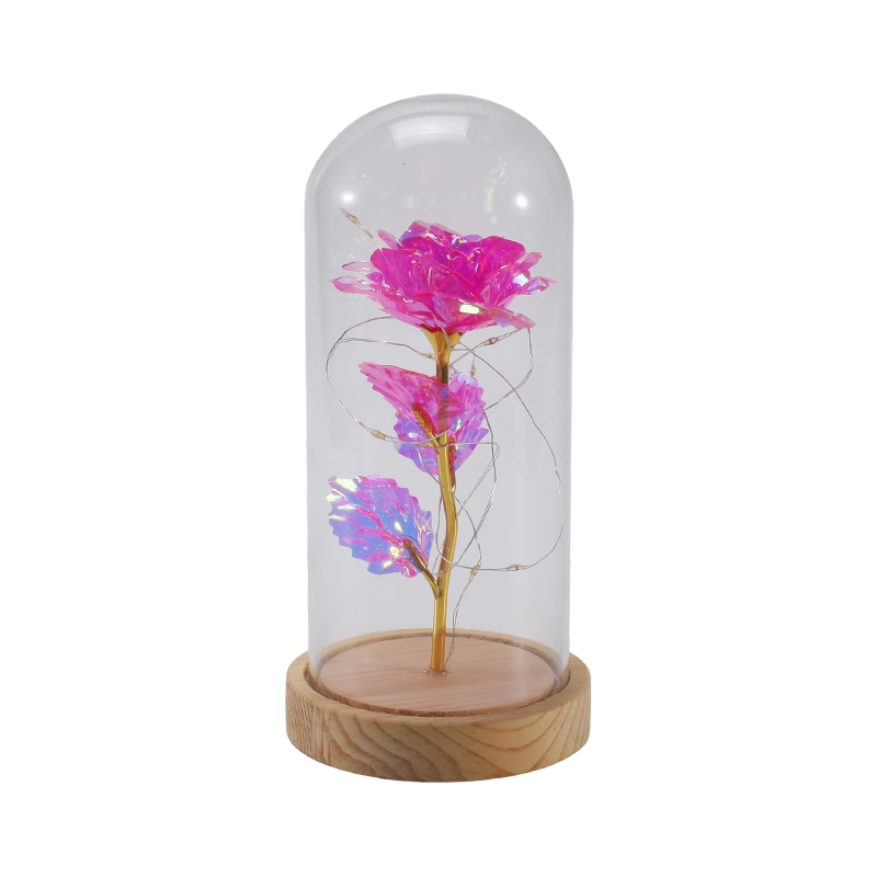 Luz de campana de cristal Galaxy Rose (con o sin osito de peluche, varios colores)