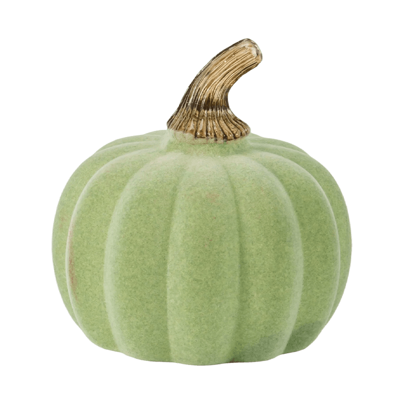 Calabaza decorativa de terciopelo/flocado con tallo de vidrio