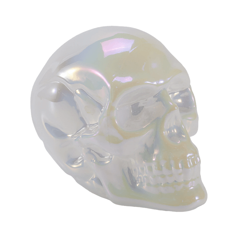 Decoración de calavera iridiscente / Conjunto de adornos de cristal de calavera de azúcar