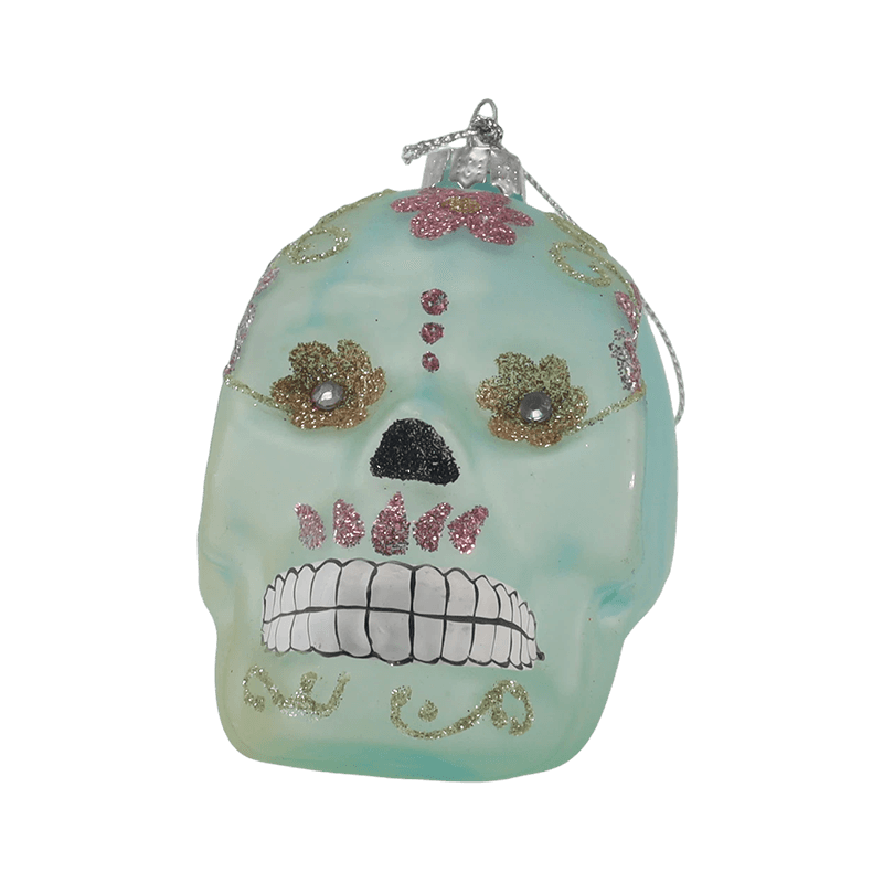 Decoración de calavera iridiscente / Conjunto de adornos de cristal de calavera de azúcar