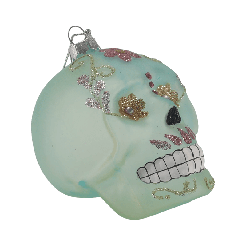 Decoración de calavera iridiscente / Conjunto de adornos de cristal de calavera de azúcar