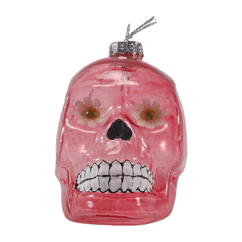 Decoración de calavera iridiscente / Conjunto de adornos de cristal de calavera de azúcar