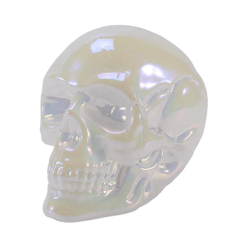 Decoración de calavera iridiscente / Conjunto de adornos de cristal de calavera de azúcar