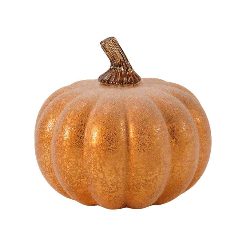 Calabaza decorativa de terciopelo/flocado con tallo de vidrio