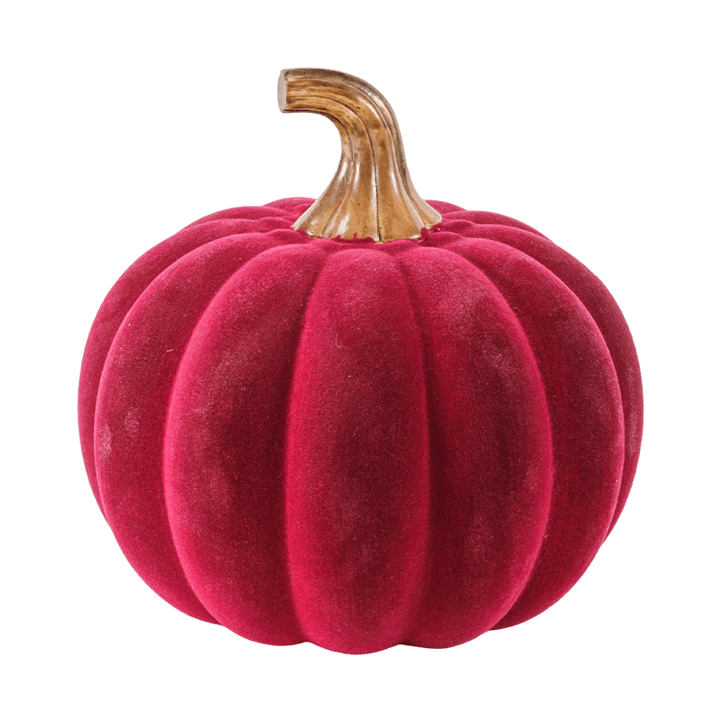 Calabaza decorativa de terciopelo/flocado con tallo de vidrio