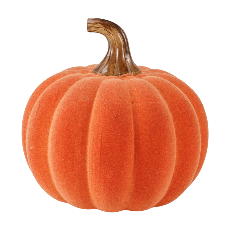 Calabaza decorativa de terciopelo/flocado con tallo de vidrio