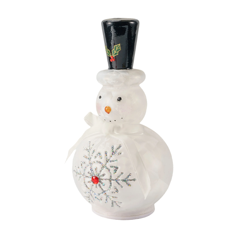 Figura festiva de muñeco de nieve de cristal (acabado transparente/blanco mate)