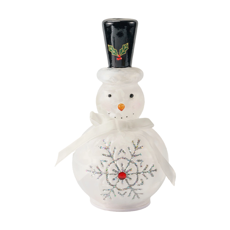 Figura festiva de muñeco de nieve de cristal (acabado transparente/blanco mate)