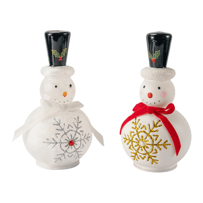 Figura festiva de muñeco de nieve de cristal (acabado transparente/blanco mate)