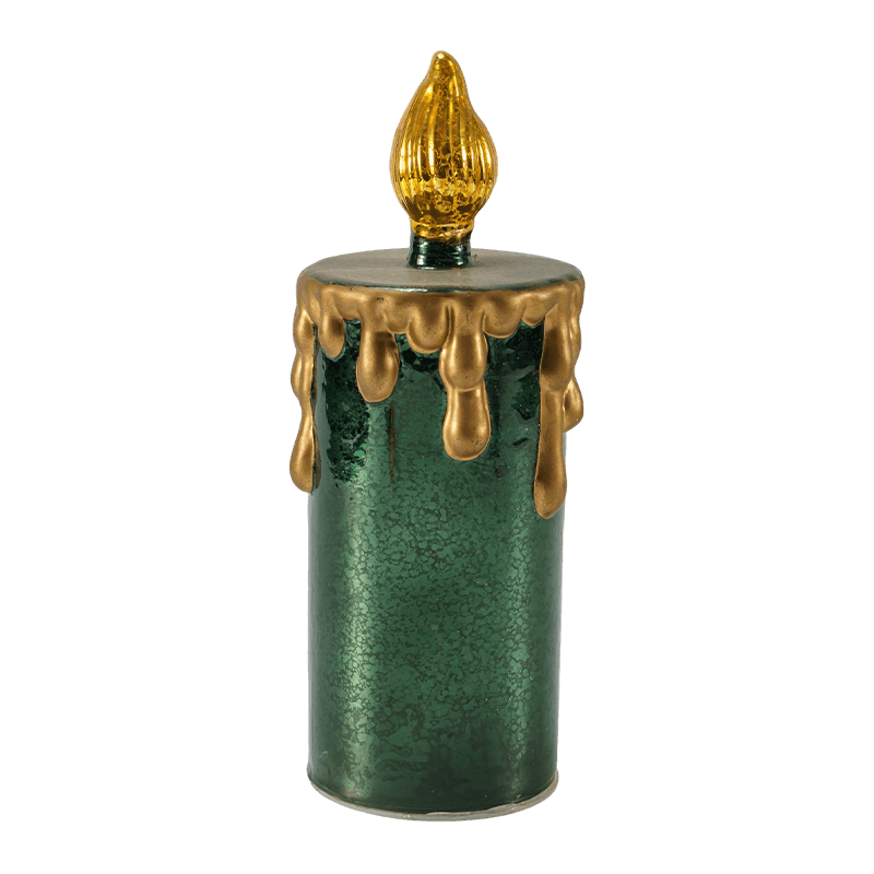 Vela de cristal de mercurio vintage y figura de piña (acabado verde / dorado)