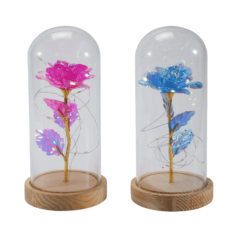 Luz de campana de cristal Galaxy Rose (con o sin osito de peluche, varios colores)