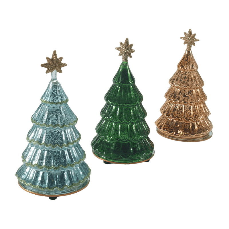 Luz de árbol de Navidad con capas de vidrio de mercurio vintage de 10 * 20 cm