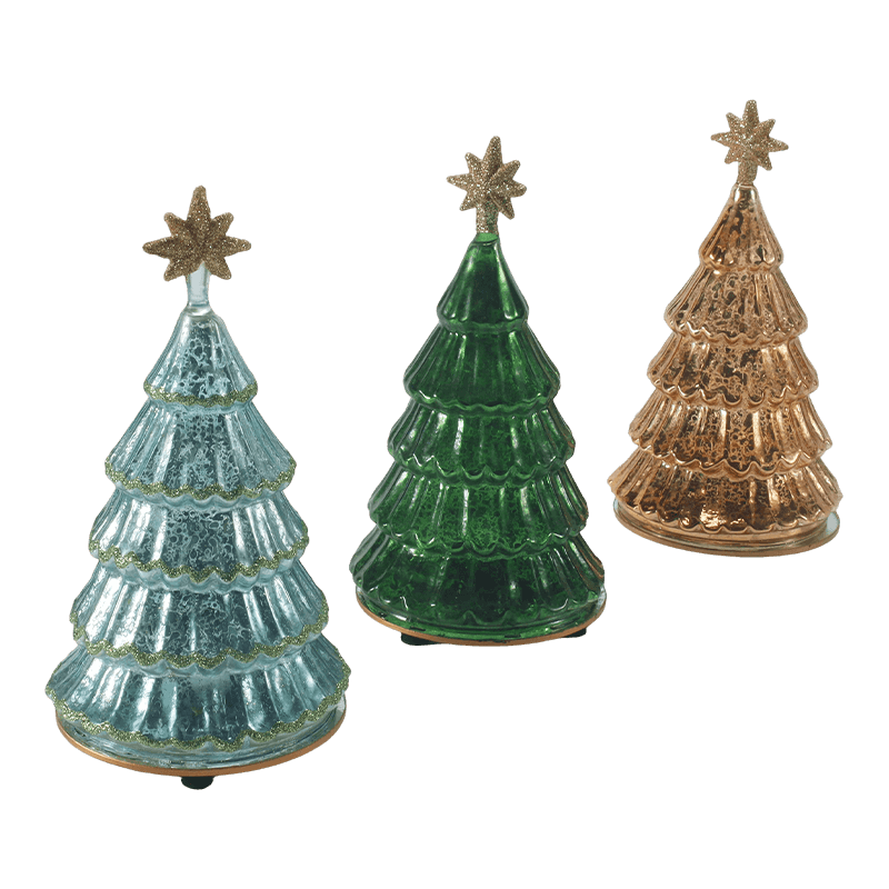 Luz de árbol de Navidad con capas de vidrio de mercurio vintage de 10 * 20 cm
