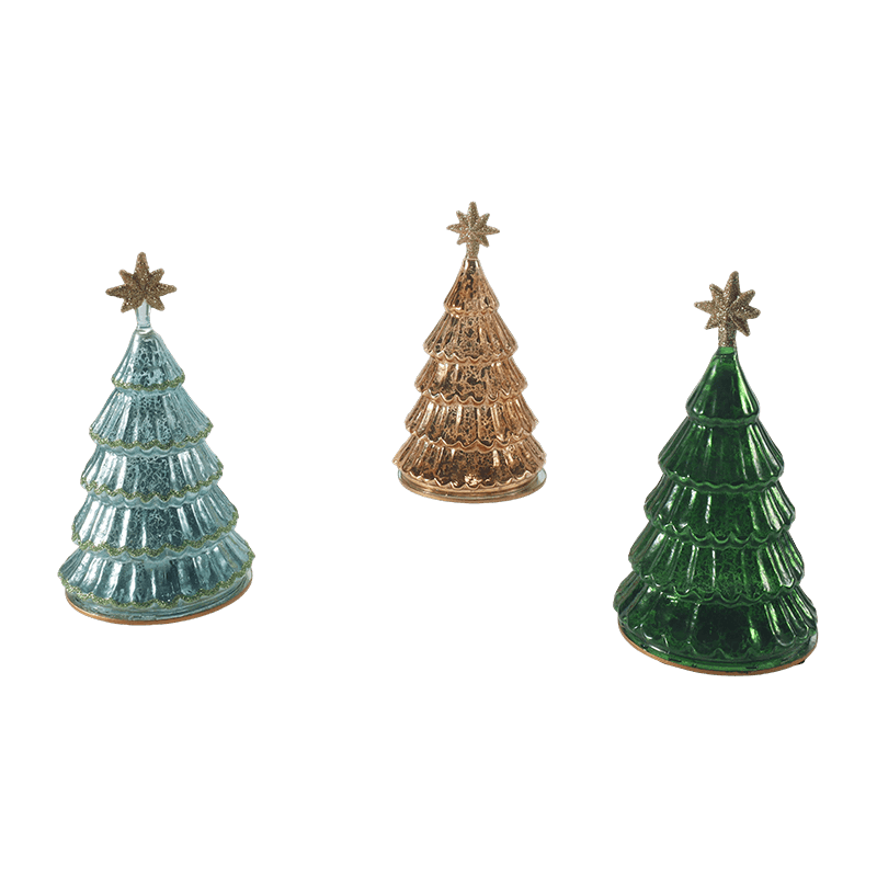 Luz de árbol de Navidad con capas de vidrio de mercurio vintage de 10 * 20 cm