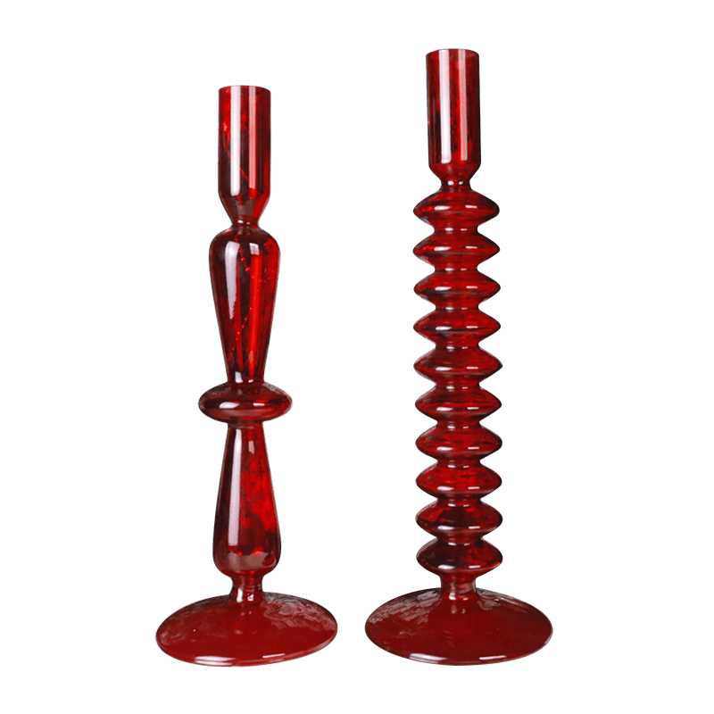 Candelabro de cristal soplado a mano de 18 cm para decoración de mesa navideña