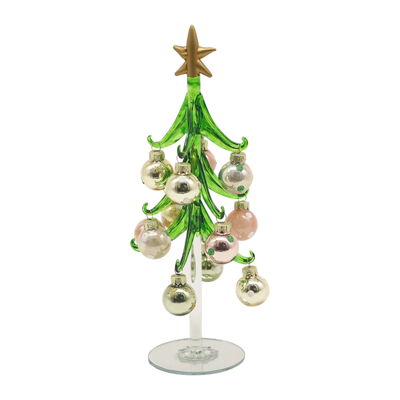 Árbol de Navidad de vidrio festivo, decorado con bolas con opciones de adornos 10×25 cm y 10×30 cm