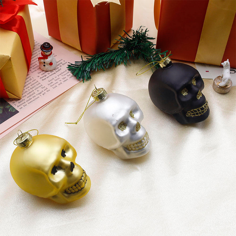 Juego de adornos de calavera de cristal de Halloween de 8*9 cm