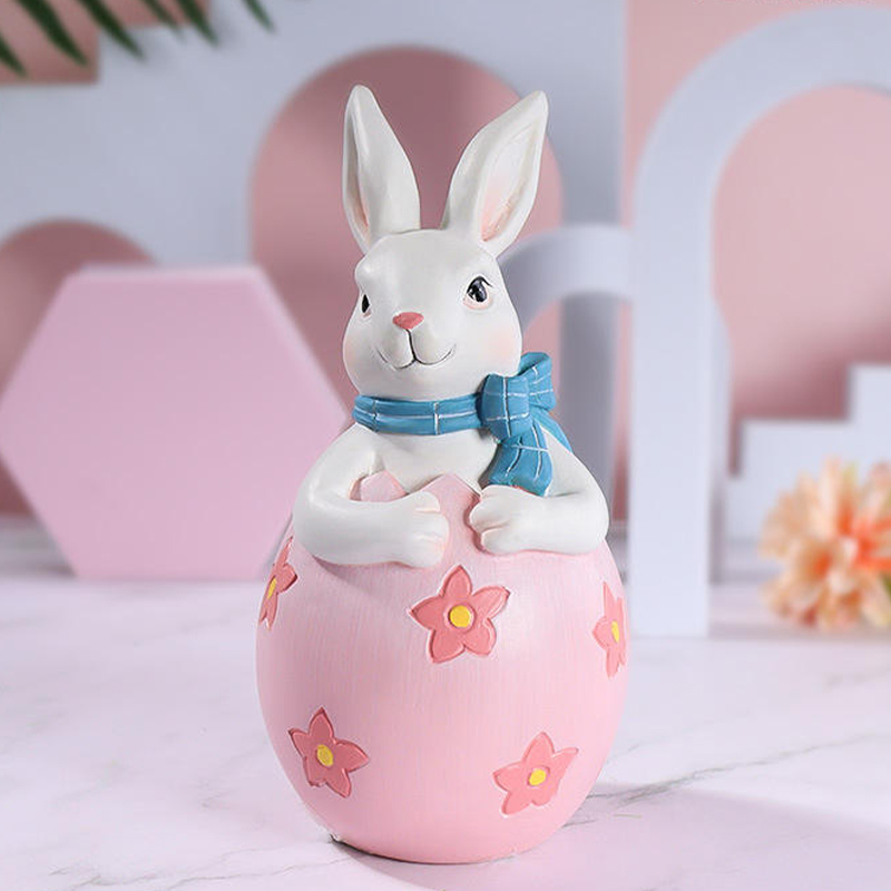 Juego de decoración de figuras de conejito de Pascua de resina de 8*16 cm